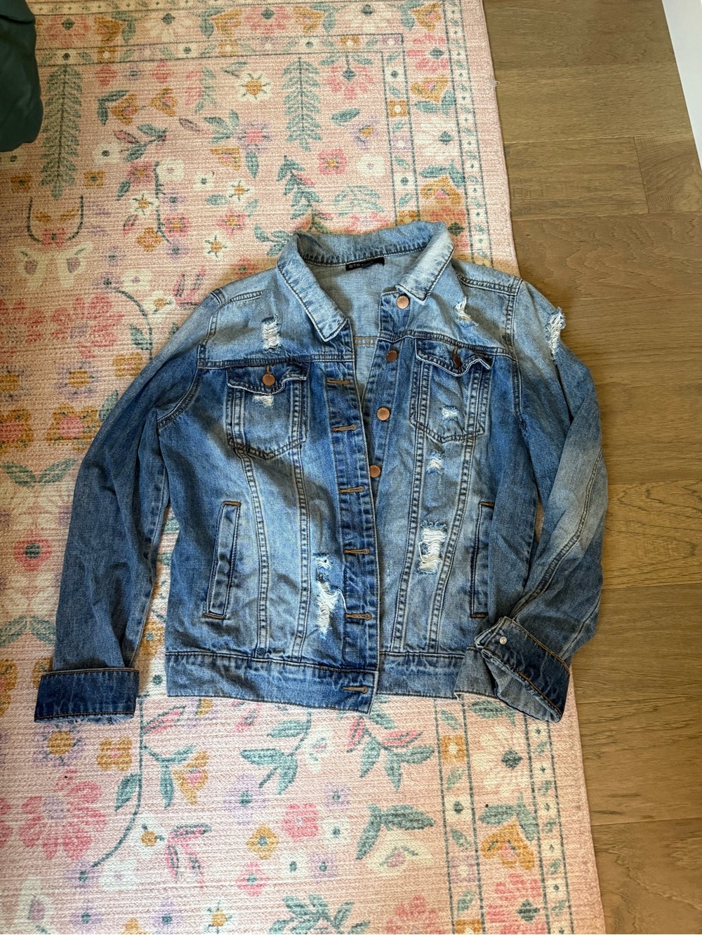 STS Blue Light Wash Distressed Denim Jacket - Blue